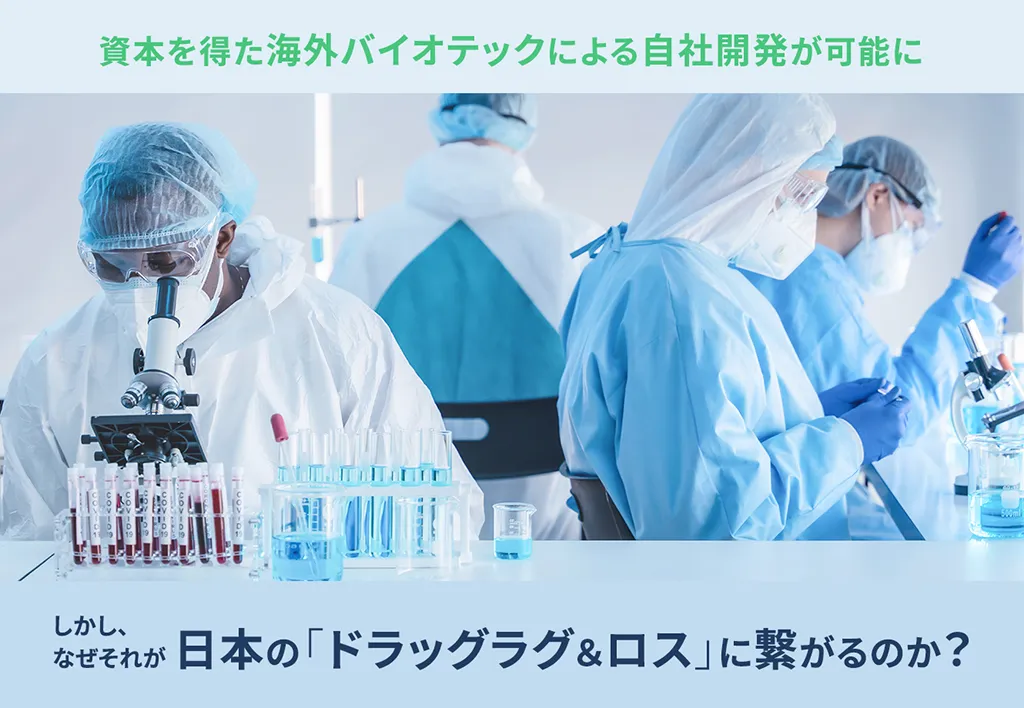 資本を得た海外バイオテックによる自社開発が可能に
しかし、なぜそれが日本の「ドラッグラグ&ロス」につながるのか?