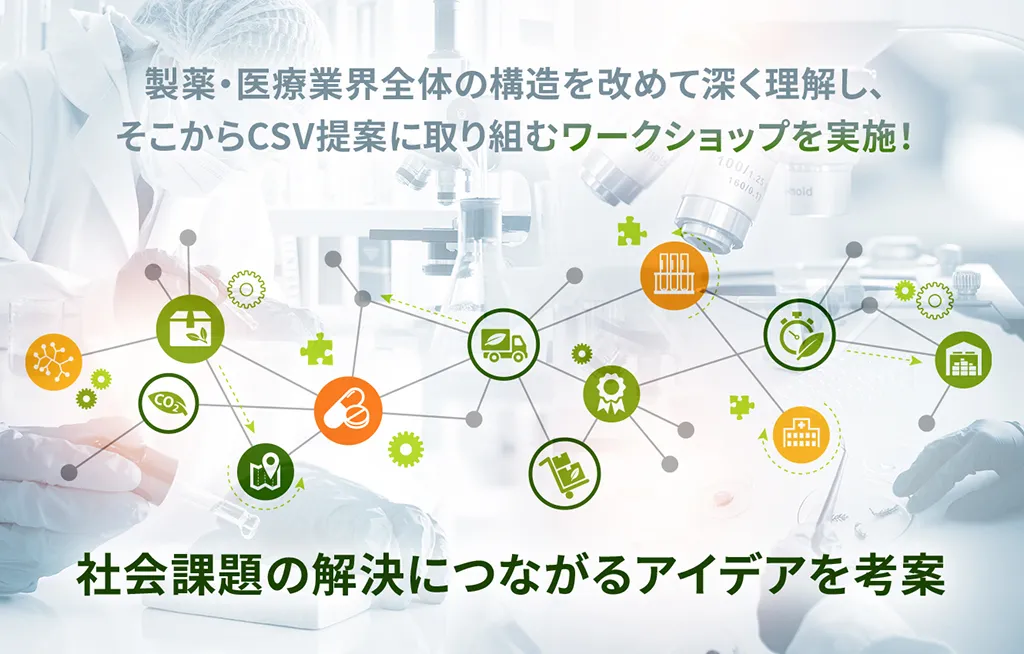 製薬・医療業界全体の構造を改めて深く理解し、そこからCSV提案に取り組むワークショップを実施！　社会課題の解決につながるアイデアを考案